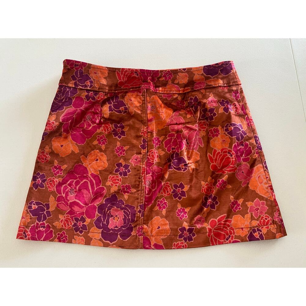 Free People Crushed Velvet Size 12 Floral Mini Skirt Lined